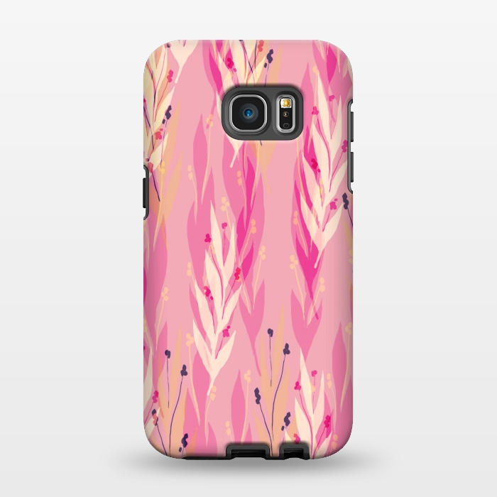 Galaxy S7 EDGE StrongFit pink leaf pattern by MALLIKA