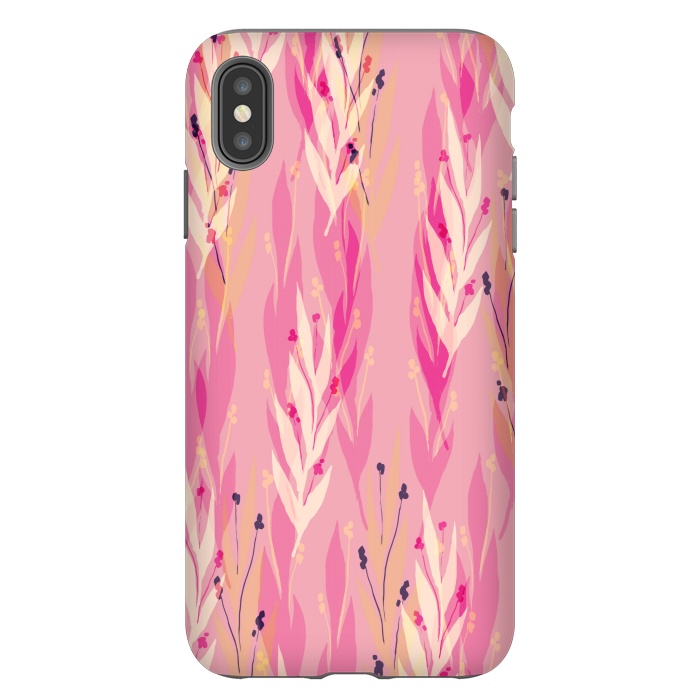 iPhone Xs Max StrongFit pink leaf pattern by MALLIKA
