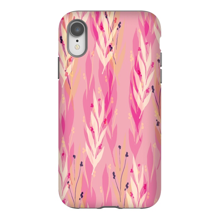 iPhone Xr StrongFit pink leaf pattern by MALLIKA