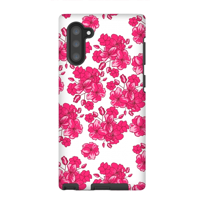 Galaxy Note 10 StrongFit pink floral print 2 by MALLIKA