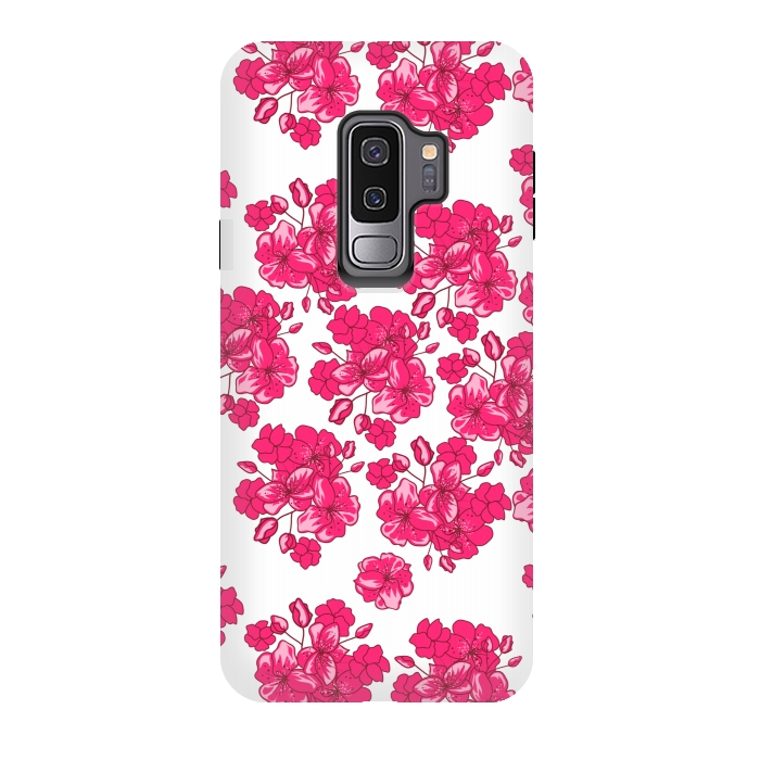 Galaxy S9 plus StrongFit pink floral print 2 by MALLIKA