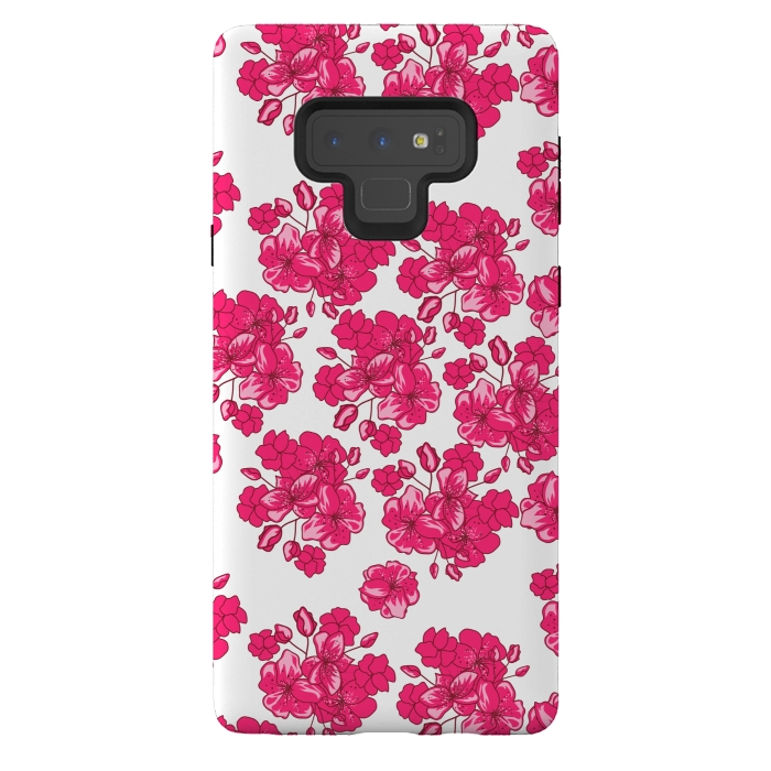 Galaxy Note 9 StrongFit pink floral print 2 by MALLIKA