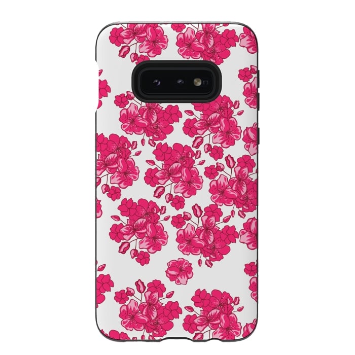 Galaxy S10e StrongFit pink floral print 2 by MALLIKA