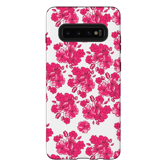 Galaxy S10 plus StrongFit pink floral print 2 by MALLIKA