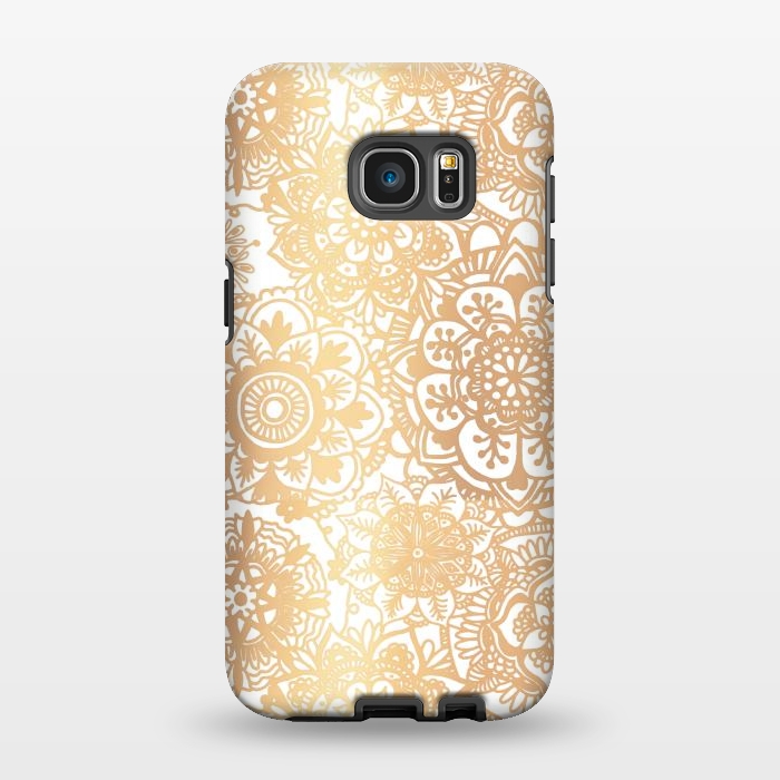 Galaxy S7 EDGE StrongFit Gold Mandala Pattern by Julie Erin Designs