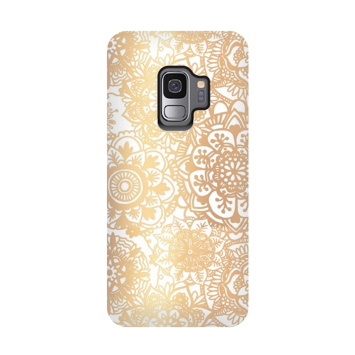 Galaxy S9 StrongFit Gold Mandala Pattern by Julie Erin Designs