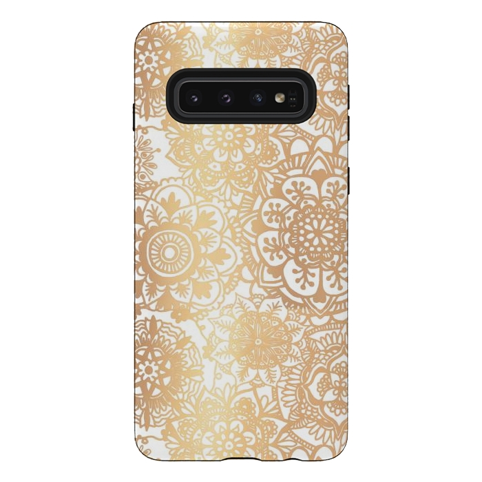 Galaxy S10 StrongFit Gold Mandala Pattern by Julie Erin Designs