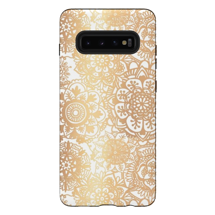 Galaxy S10 plus StrongFit Gold Mandala Pattern by Julie Erin Designs