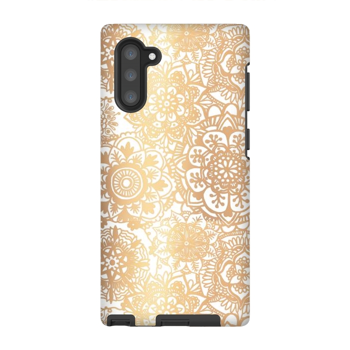 Galaxy Note 10 StrongFit Gold Mandala Pattern by Julie Erin Designs