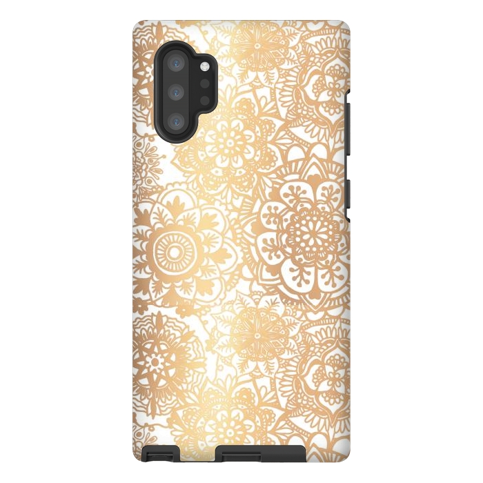 Galaxy Note 10 plus StrongFit Gold Mandala Pattern by Julie Erin Designs