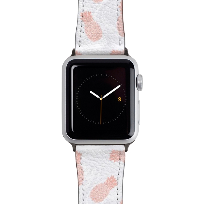 Watch 38mm / 40mm Strap PU leather Pink Pineapples on White Marble by Julie Erin Designs