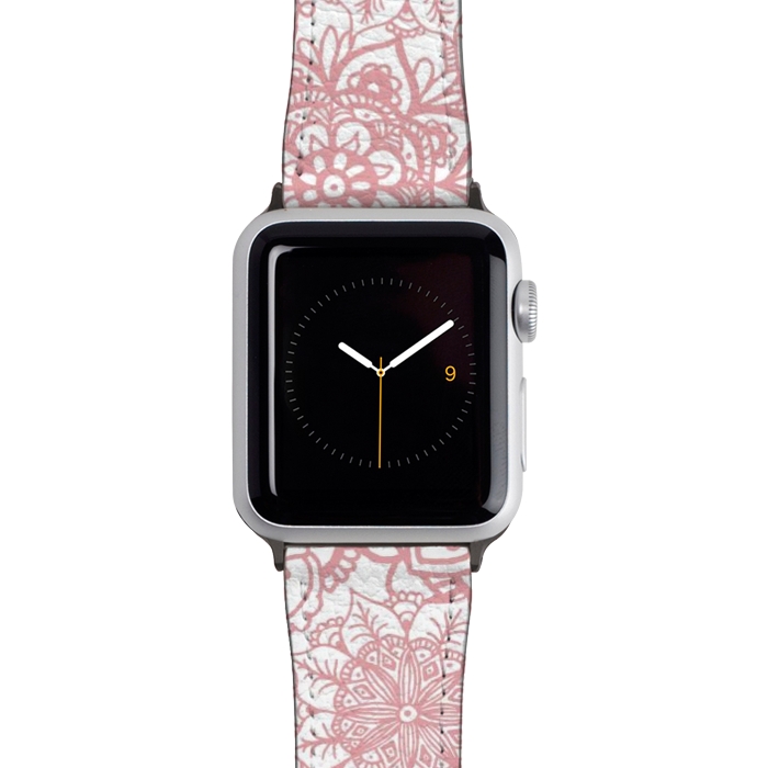 Watch 42mm / 44mm Strap PU leather Light Pink Mandala Pattern by Julie Erin Designs