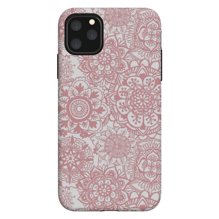 iPhone 11 Pro Max StrongFit Light Pink Mandala Pattern by Julie Erin Designs