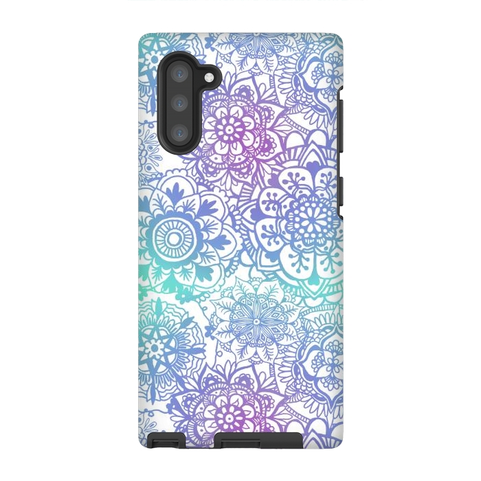 Galaxy Note 10 StrongFit Pastel Purple and Blue Mandala Pattern by Julie Erin Designs