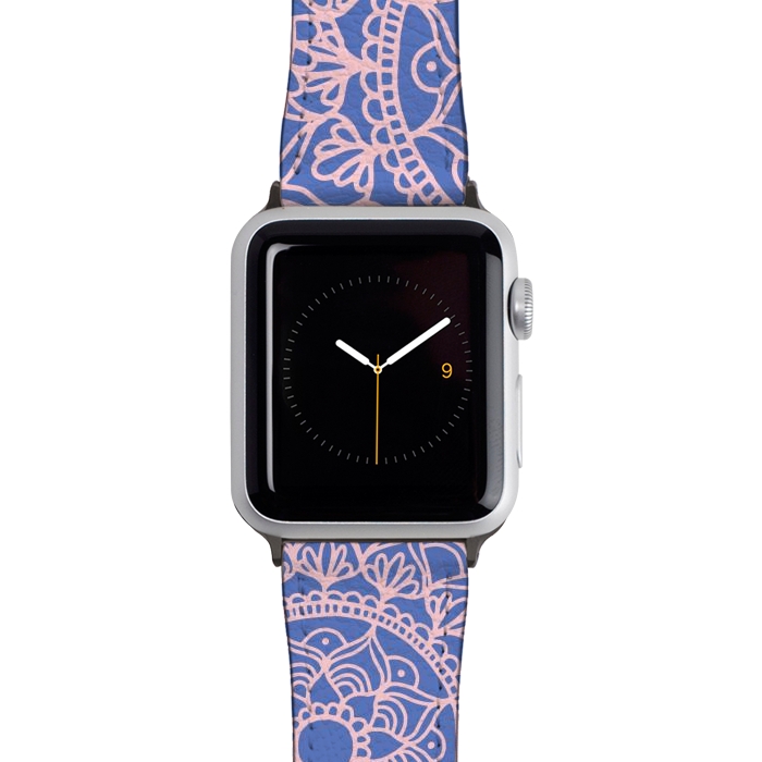 Watch 38mm / 40mm Strap PU leather Pink and Mauve Mandala Pattern by Julie Erin Designs