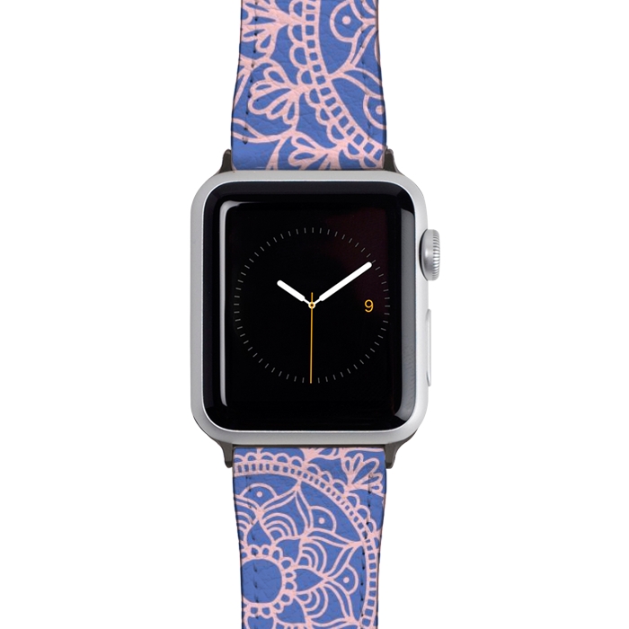 Watch 42mm / 44mm Strap PU leather Pink and Mauve Mandala Pattern by Julie Erin Designs