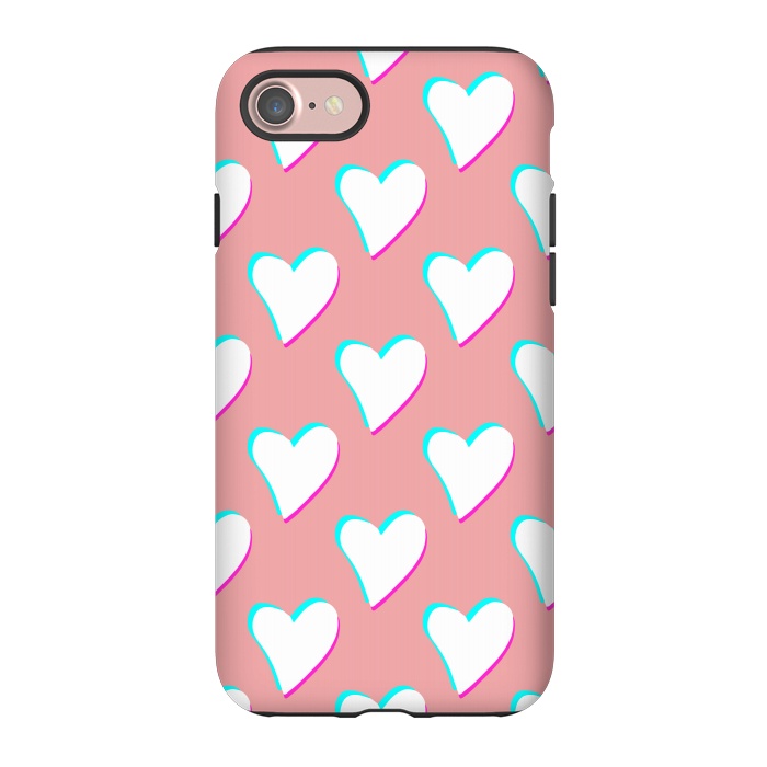 iPhone 7 StrongFit Retro Pink Hearts by Julie Erin Designs