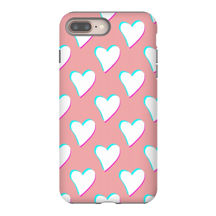 iPhone 7 plus StrongFit Retro Pink Hearts by Julie Erin Designs