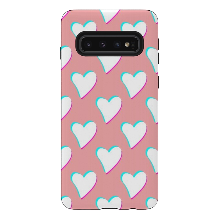 Galaxy S10 StrongFit Retro Pink Hearts by Julie Erin Designs