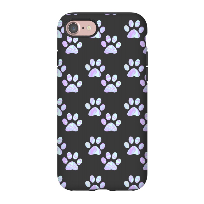 iPhone 7 StrongFit Pastel Paw Prints Pattern by Julie Erin Designs