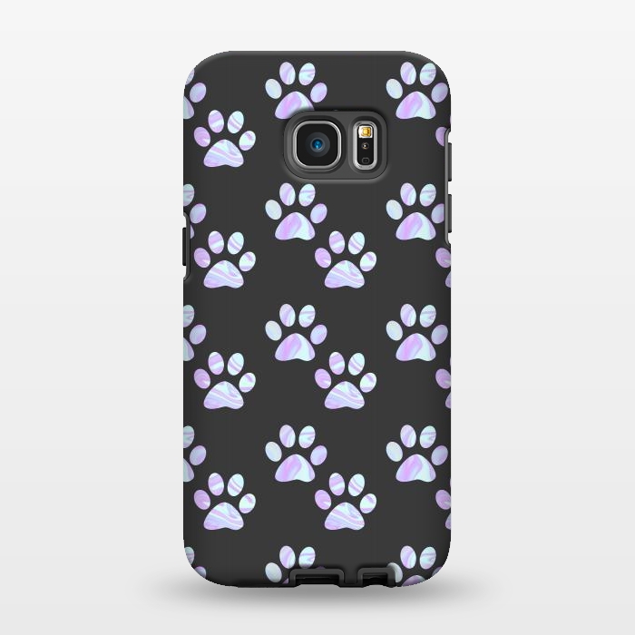 Galaxy S7 EDGE StrongFit Pastel Paw Prints Pattern by Julie Erin Designs