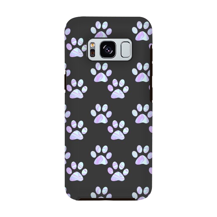 Galaxy S8 StrongFit Pastel Paw Prints Pattern by Julie Erin Designs