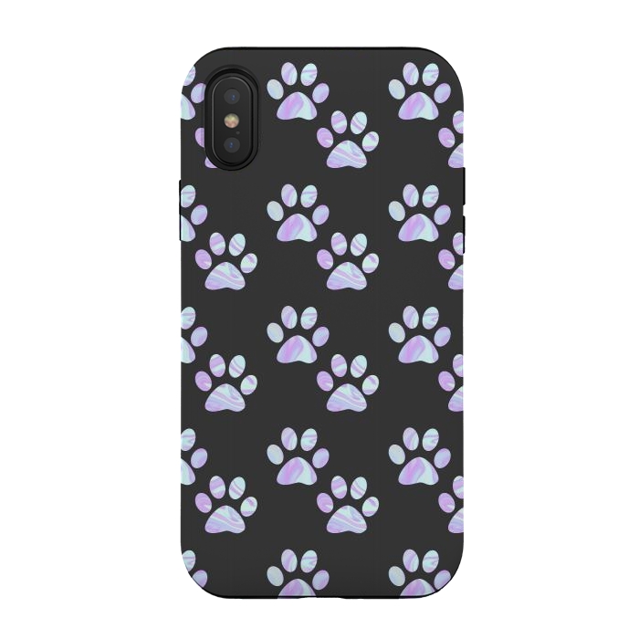 iPhone Xs / X StrongFit Pastel Paw Prints Pattern by Julie Erin Designs