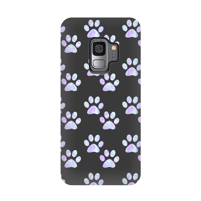 Galaxy S9 StrongFit Pastel Paw Prints Pattern by Julie Erin Designs
