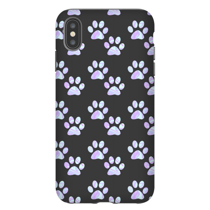 iPhone Xs Max StrongFit Pastel Paw Prints Pattern by Julie Erin Designs