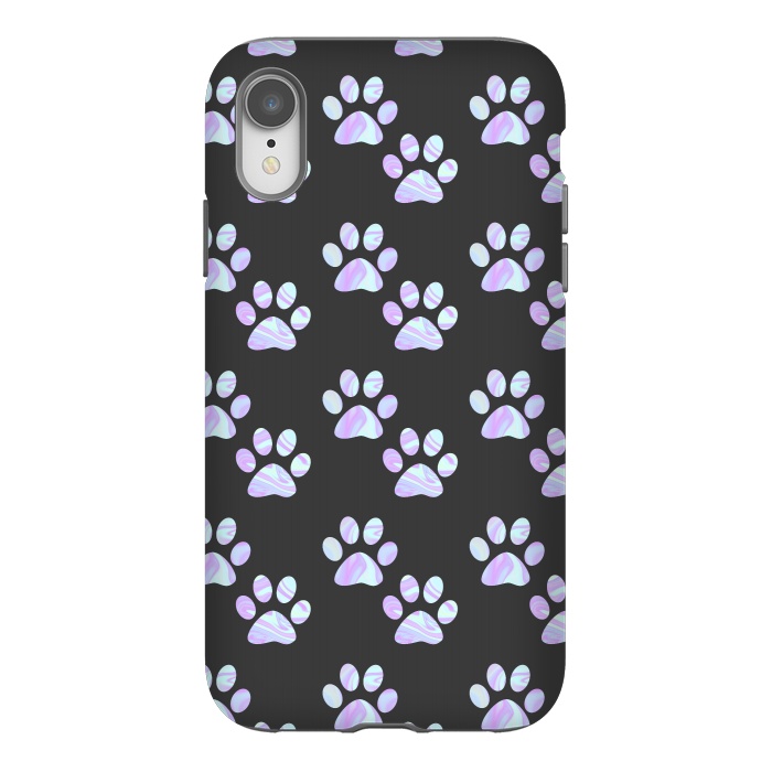 iPhone Xr StrongFit Pastel Paw Prints Pattern by Julie Erin Designs