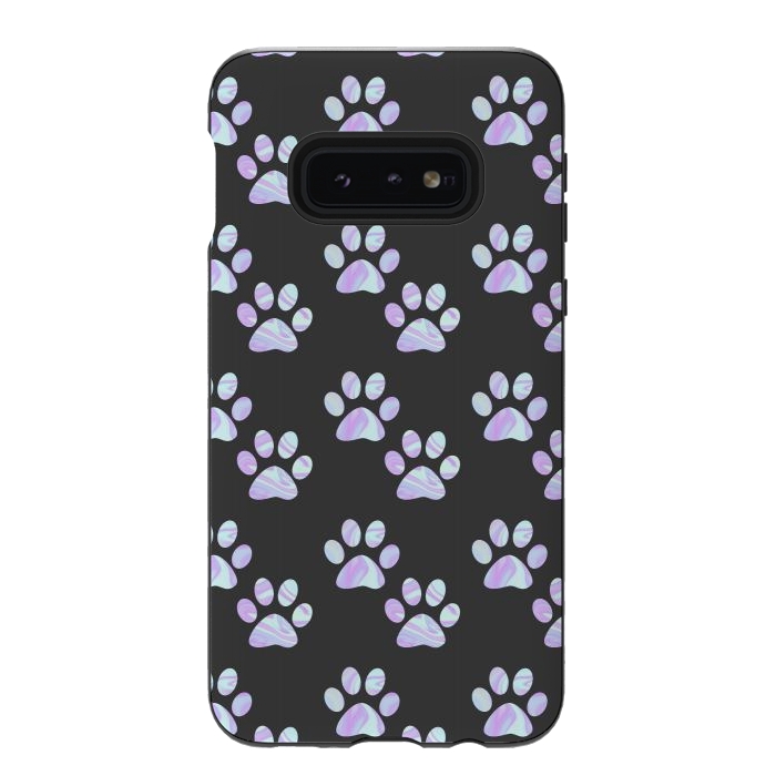 Galaxy S10e StrongFit Pastel Paw Prints Pattern by Julie Erin Designs