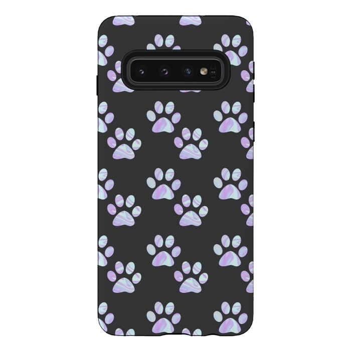 Galaxy S10 StrongFit Pastel Paw Prints Pattern by Julie Erin Designs