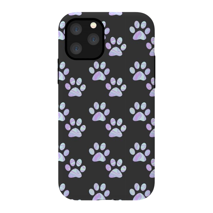 iPhone 11 Pro StrongFit Pastel Paw Prints Pattern by Julie Erin Designs