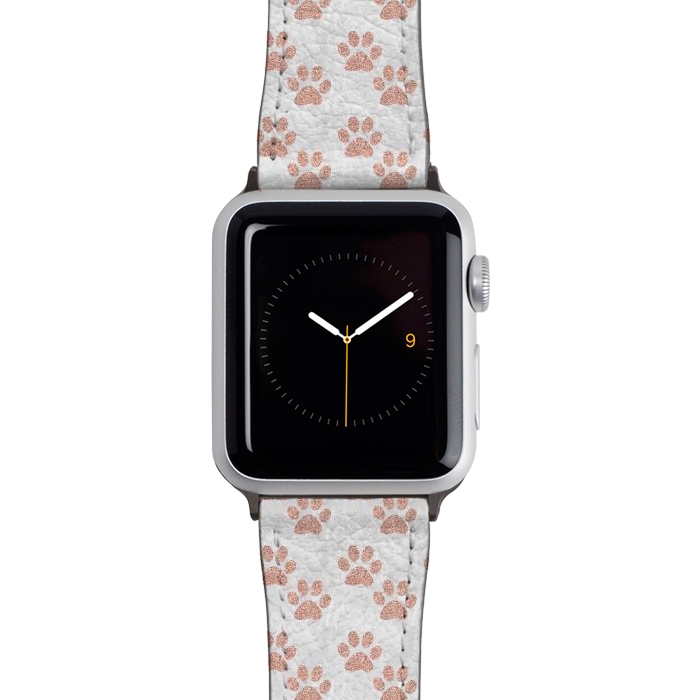 Watch 38mm / 40mm Strap PU leather Rose Gold Paw Prints on Marble by Julie Erin Designs