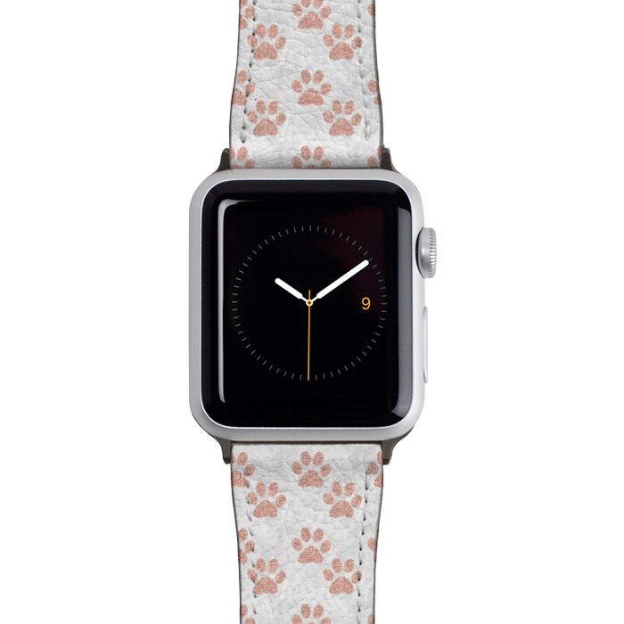 Watch 42mm / 44mm Strap PU leather Rose Gold Paw Prints on Marble by Julie Erin Designs