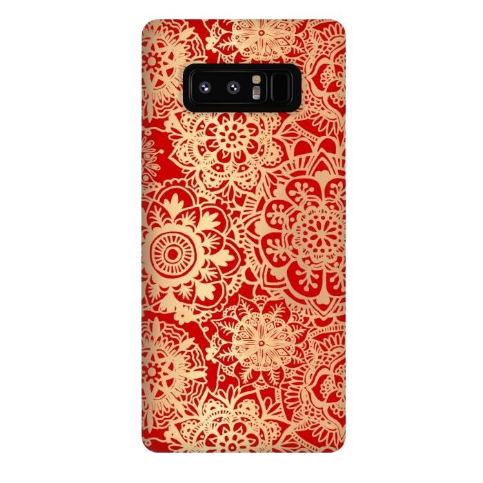 Galaxy Note 8 StrongFit Red and Gold Mandala Pattern by Julie Erin Designs