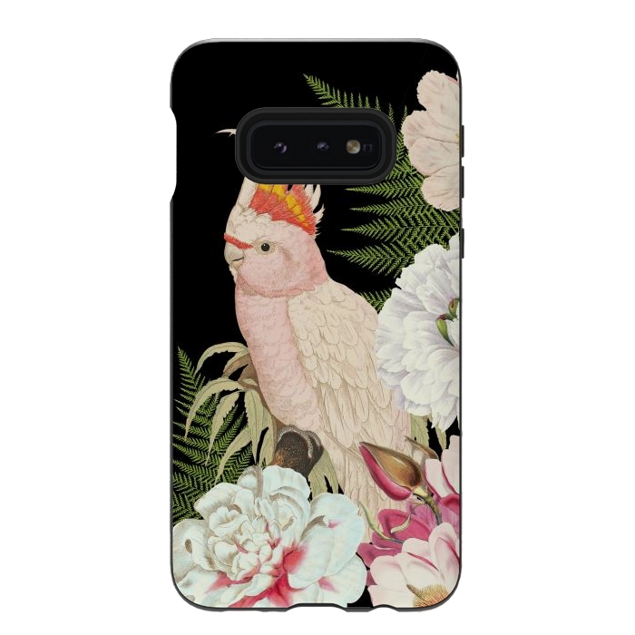 Galaxy S10e StrongFit Vintage Cockatoo in Flower Jungle by  Utart