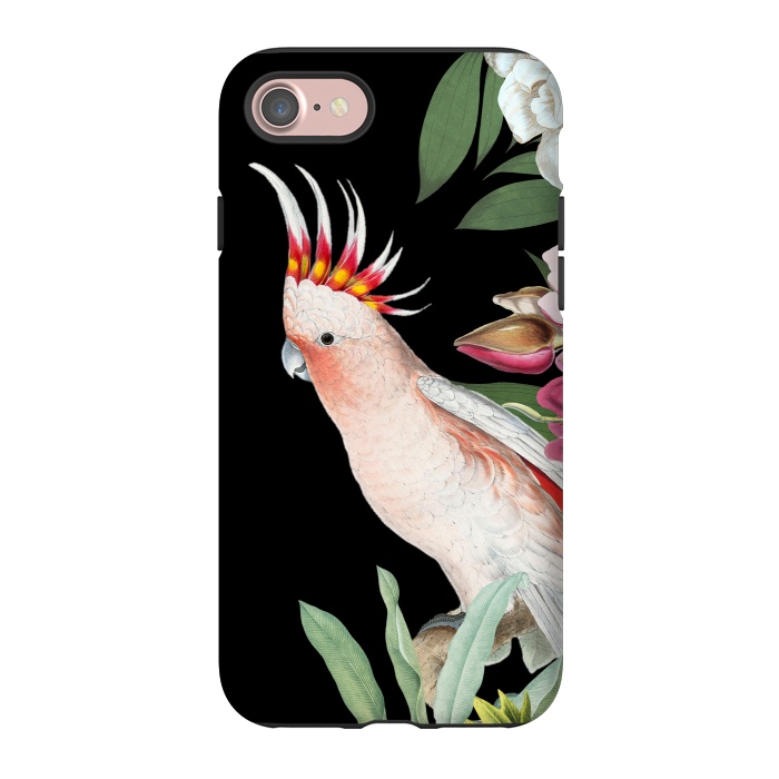 iPhone 7 StrongFit Vintage Pink Cockatoo with Tropical Flowers by  Utart