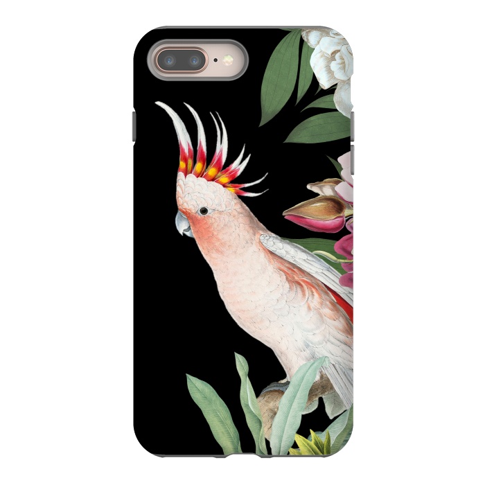 iPhone 7 plus StrongFit Vintage Pink Cockatoo with Tropical Flowers by  Utart