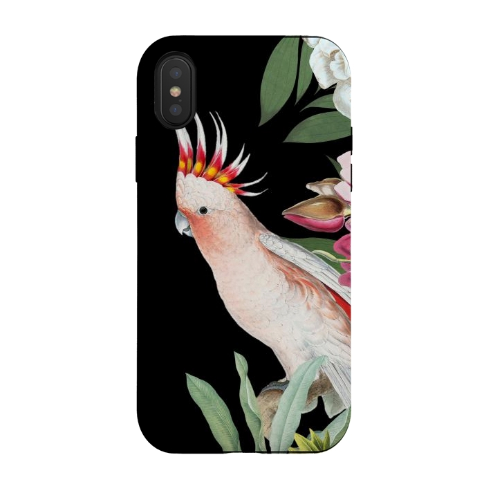 iPhone Xs / X StrongFit Vintage Pink Cockatoo with Tropical Flowers by  Utart