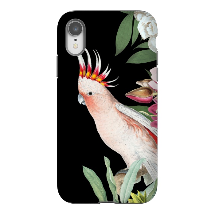 iPhone Xr StrongFit Vintage Pink Cockatoo with Tropical Flowers by  Utart