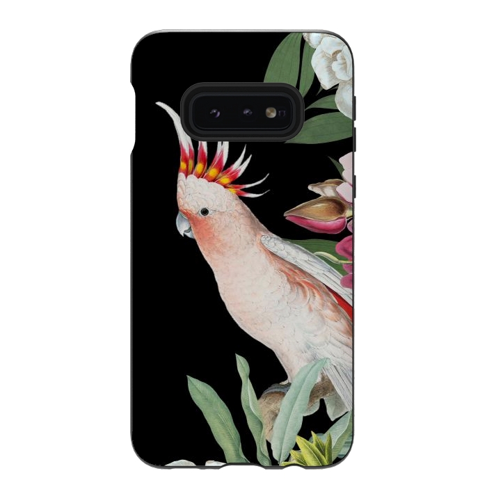Galaxy S10e StrongFit Vintage Pink Cockatoo with Tropical Flowers by  Utart