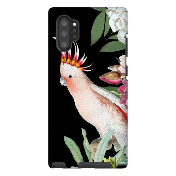 Galaxy Note 10 plus StrongFit Vintage Pink Cockatoo with Tropical Flowers by  Utart