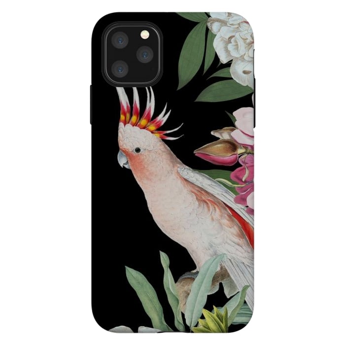 iPhone 11 Pro Max StrongFit Vintage Pink Cockatoo with Tropical Flowers by  Utart