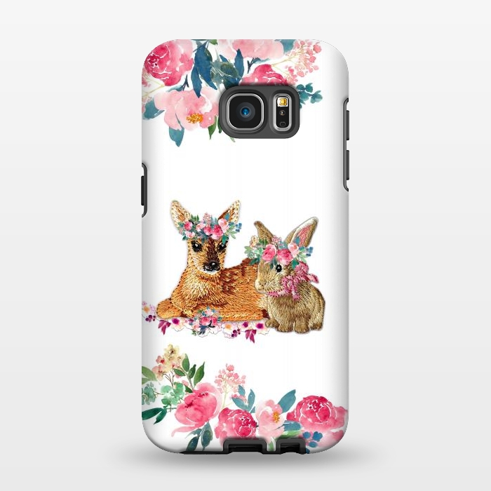 Galaxy S7 EDGE StrongFit Flower Friends Fawn Bunny Basic by Monika Strigel