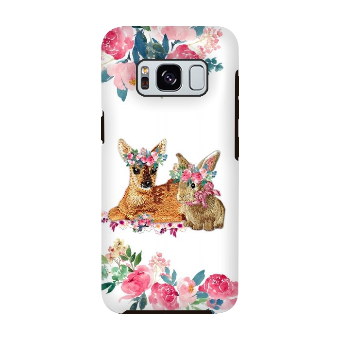 Galaxy S8 StrongFit Flower Friends Fawn Bunny Basic by Monika Strigel