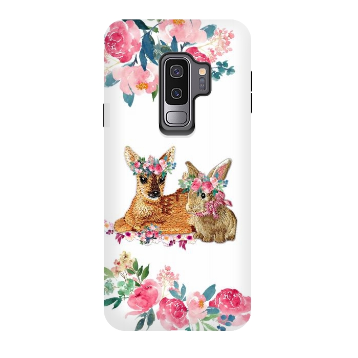 Galaxy S9 plus StrongFit Flower Friends Fawn Bunny Basic by Monika Strigel