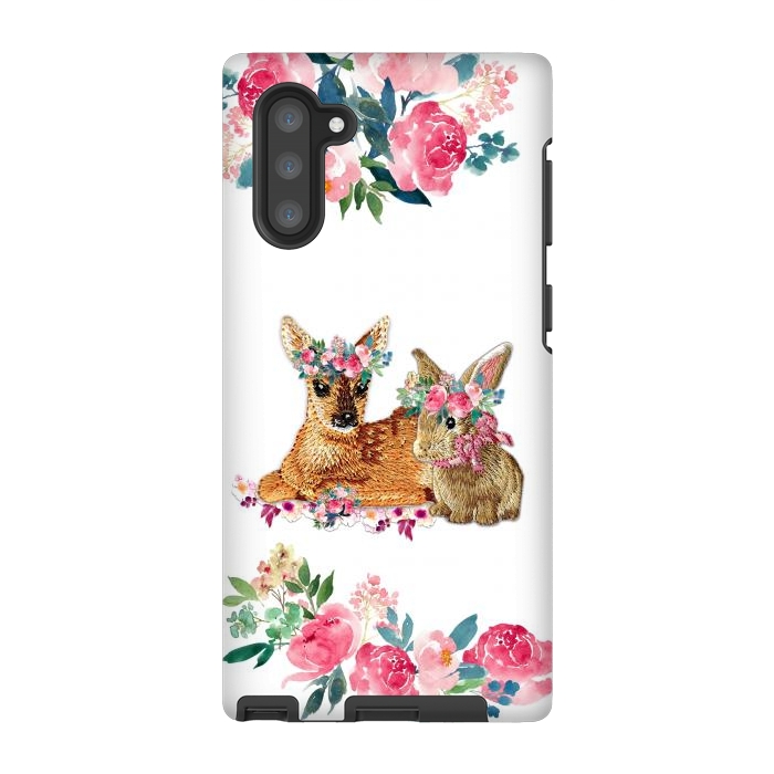 Galaxy Note 10 StrongFit Flower Friends Fawn Bunny Basic by Monika Strigel