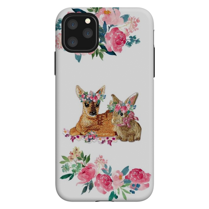 iPhone 11 Pro Max StrongFit Flower Friends Fawn Bunny Basic by Monika Strigel