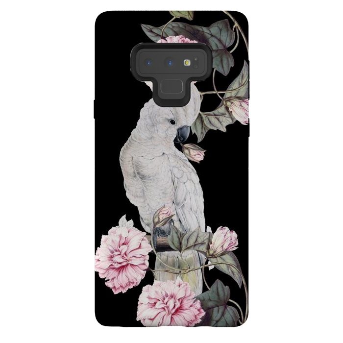 Galaxy Note 9 StrongFit Nostalgic White Cockatoo With Pink Flowers by  Utart